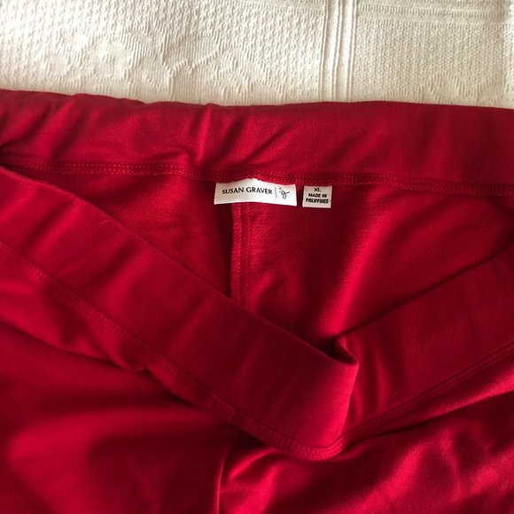 NEW Susan Graver Weekend French Terry  Pull-On Crop Pants Red XL - Picture 7 of 16